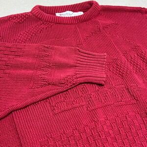 Parker of Vienna Men's Mauve Textured Knit Crewneck Sweater Large Cotton
